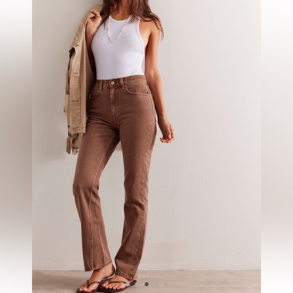 We The Free Brown Straight Leg Jeans